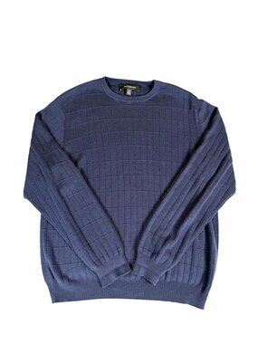 Croft & Barrow Men's M Slate Blue Textured Grid Knit Crewneck Sweater Cotton Mod